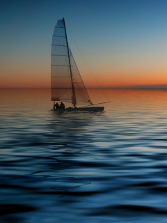 Das Boat At Sunset Wallpaper 240x320