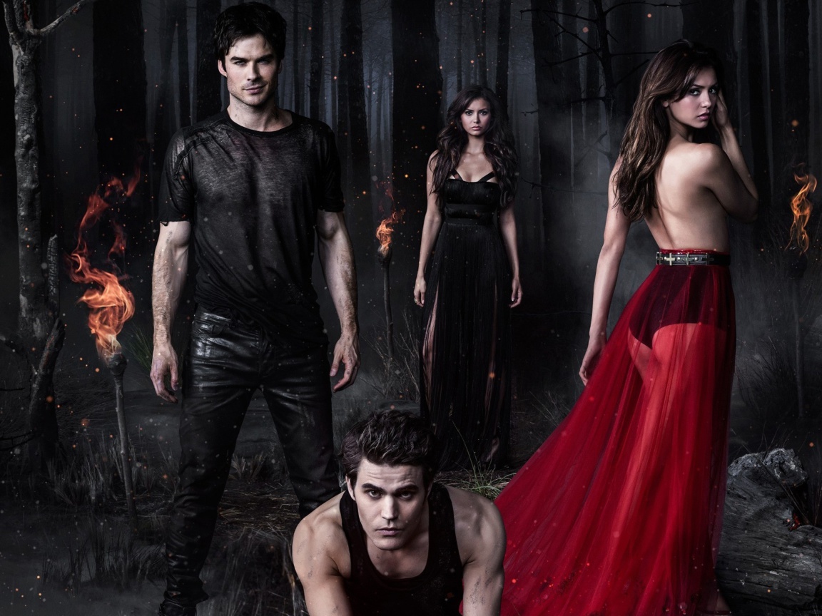 Sfondi The Vampire Diaries with Nina Dobrev 1152x864