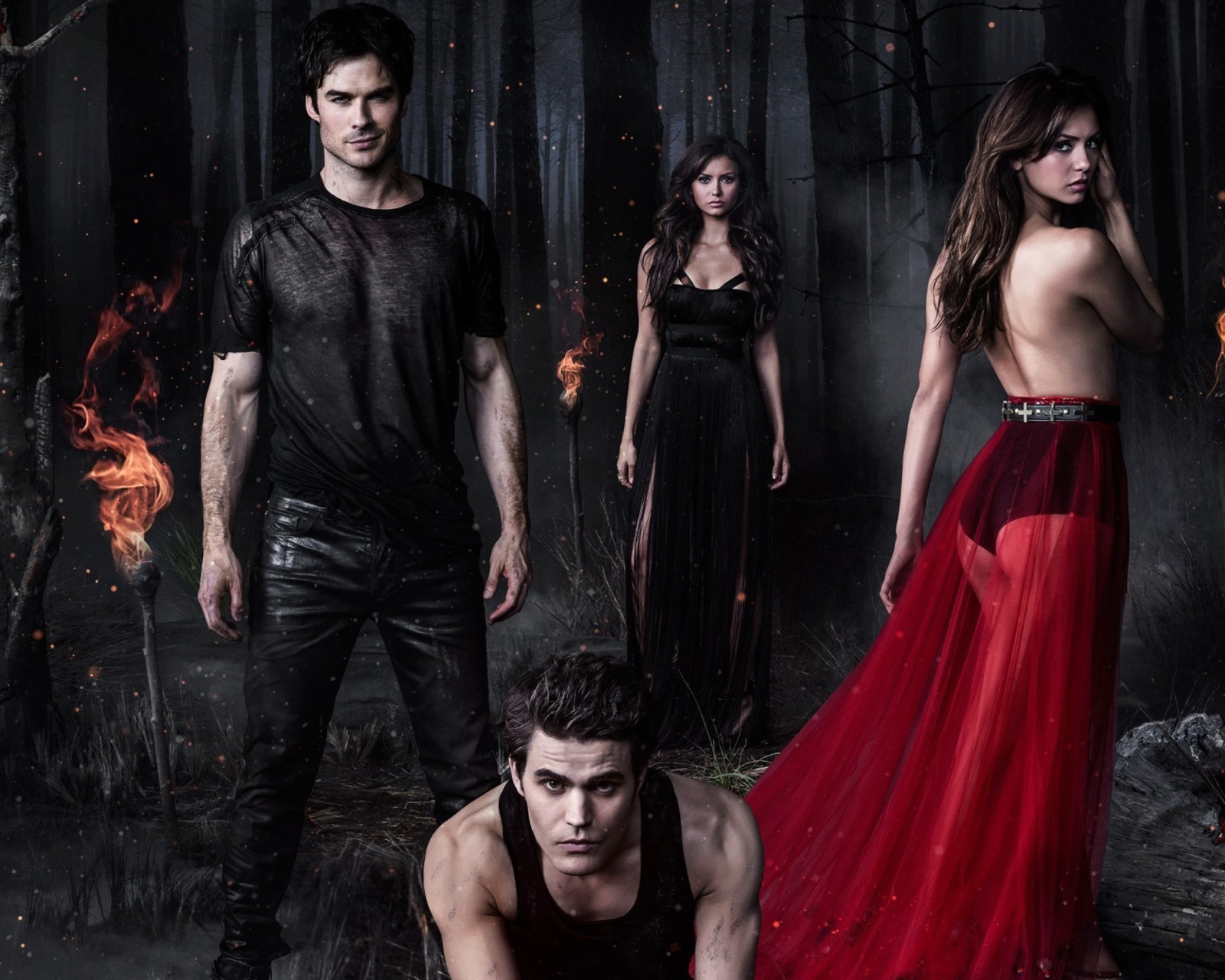 Обои The Vampire Diaries with Nina Dobrev 1600x1280