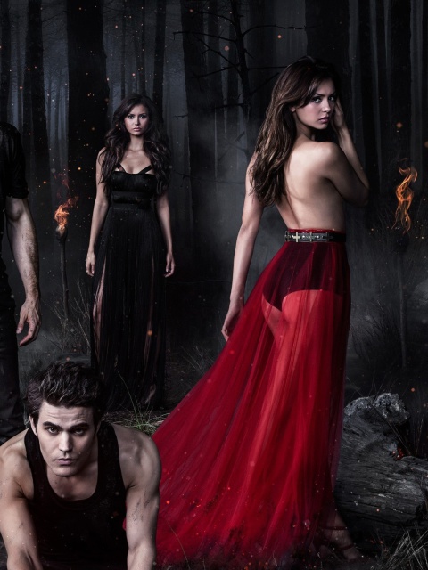 Sfondi The Vampire Diaries with Nina Dobrev 480x640