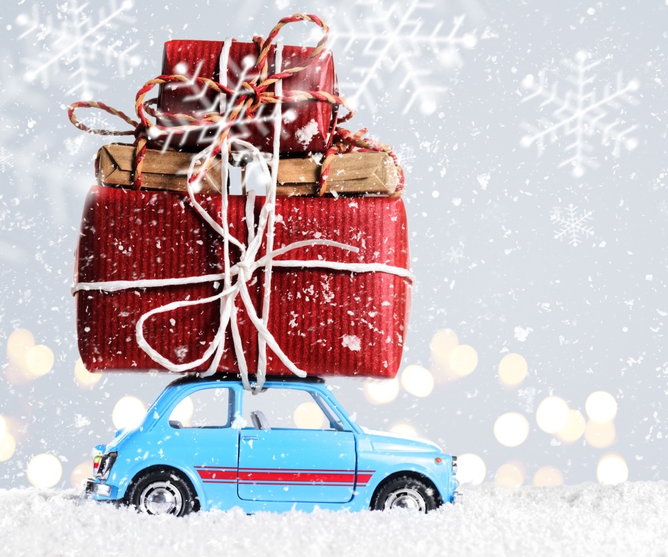 Das Xmas Car Gift Wallpaper 960x800