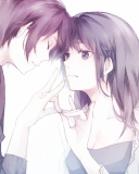 Das Guy And Girl With Violet Hair Wallpaper 128x160