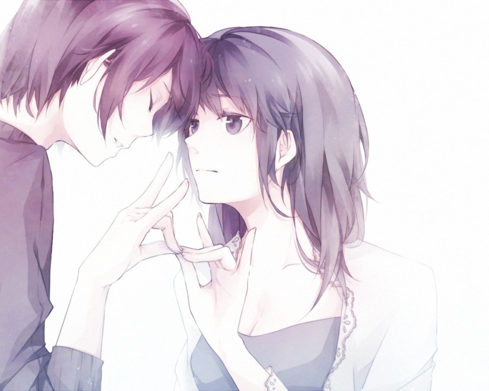 Обои Guy And Girl With Violet Hair 1600x1280