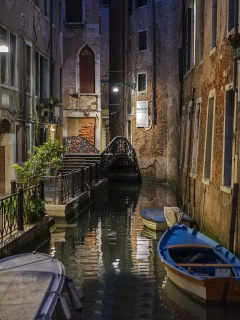 Fondo de pantalla Night Venice Canals 240x320