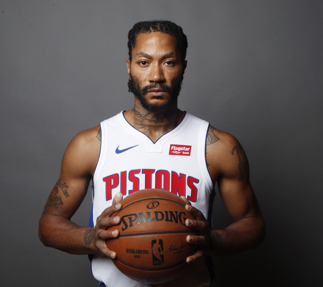 Sfondi Derrick Rose in Detroit Pistons 1080x960