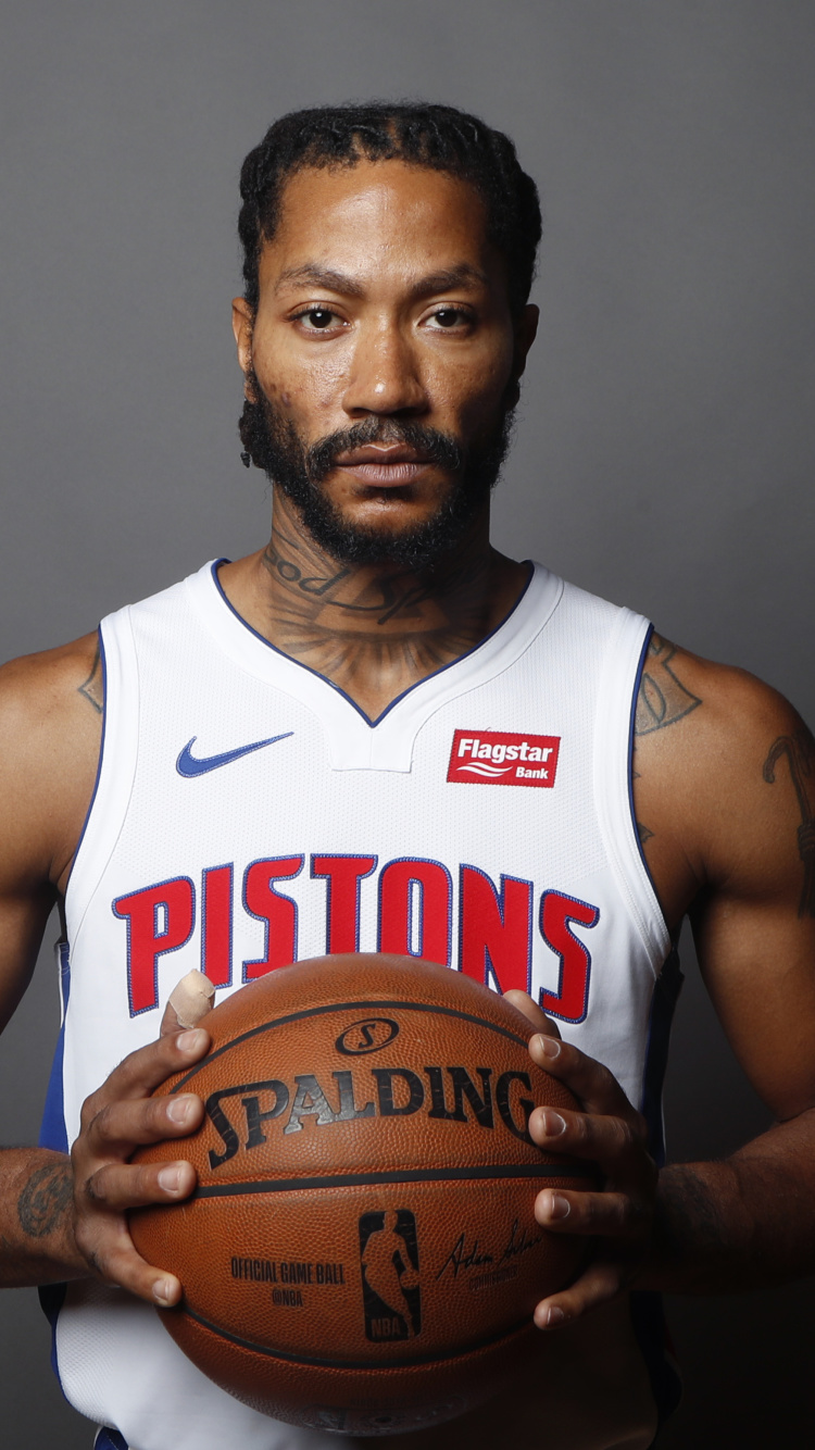 Fondo de pantalla Derrick Rose in Detroit Pistons 750x1334