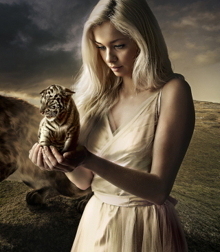 Girl With Tiger - Obrázkek zdarma pro 480x800