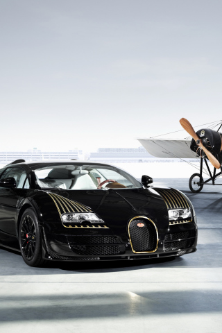 Обои Bugatti And Airplane 320x480