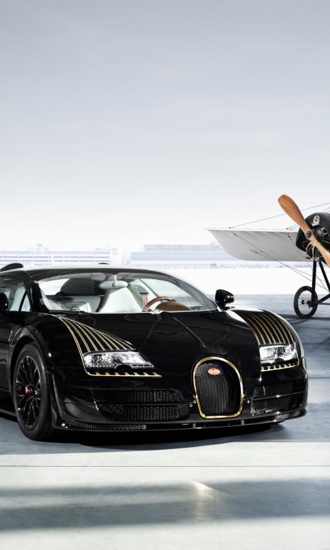 Bugatti And Airplane wallpaper 480x800