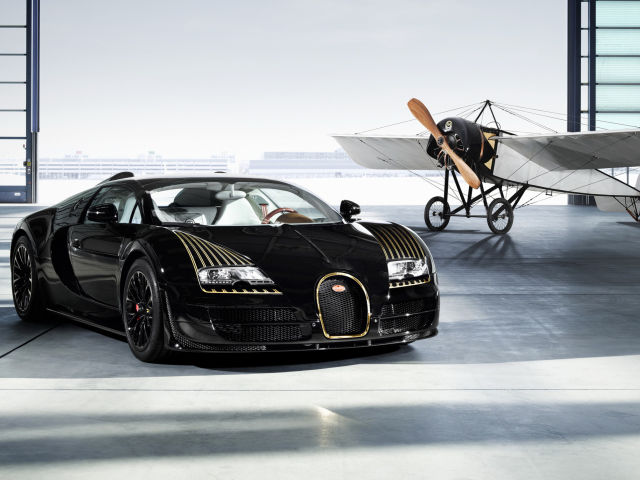 Bugatti And Airplane wallpaper 640x480