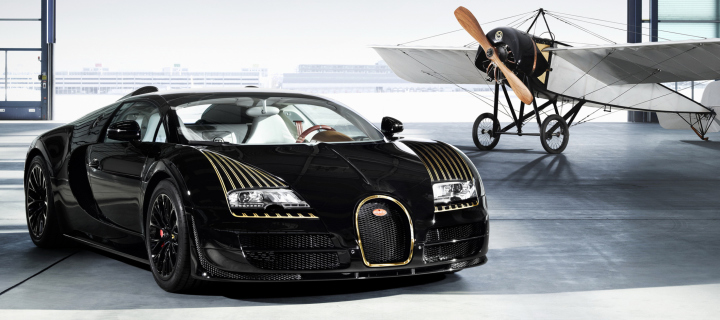 Fondo de pantalla Bugatti And Airplane 720x320