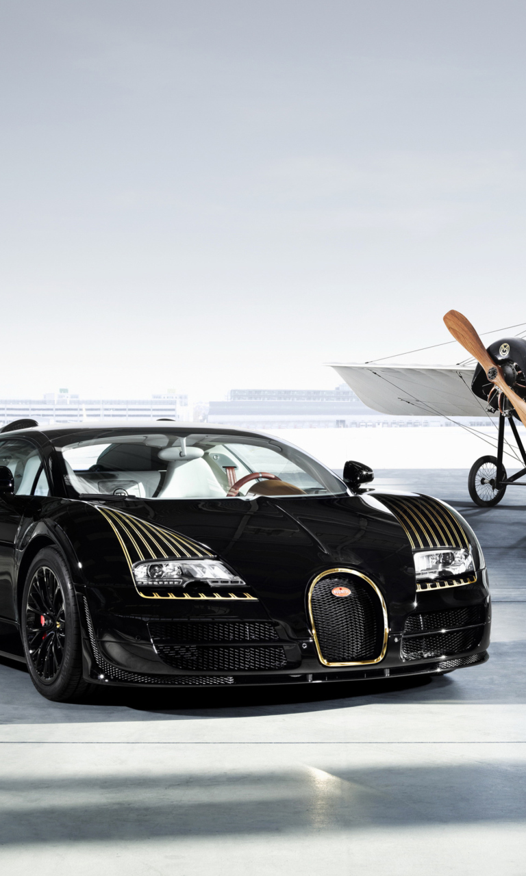 Bugatti And Airplane wallpaper 768x1280