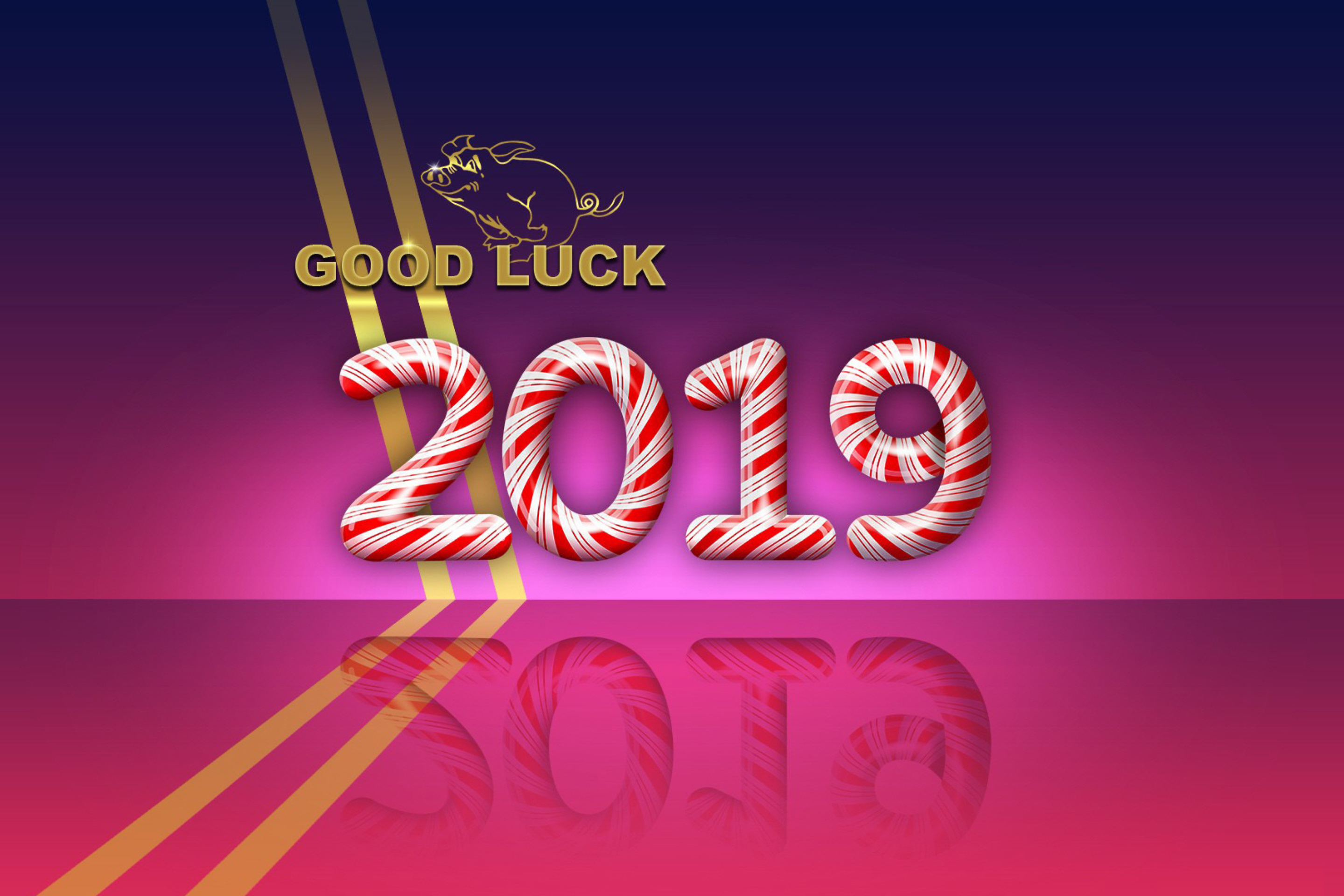 Fondo de pantalla Good Luck in New Year 2019 2880x1920