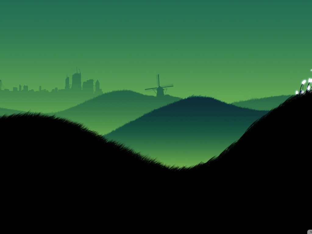 Das Green Hills Illustration Wallpaper 1024x768