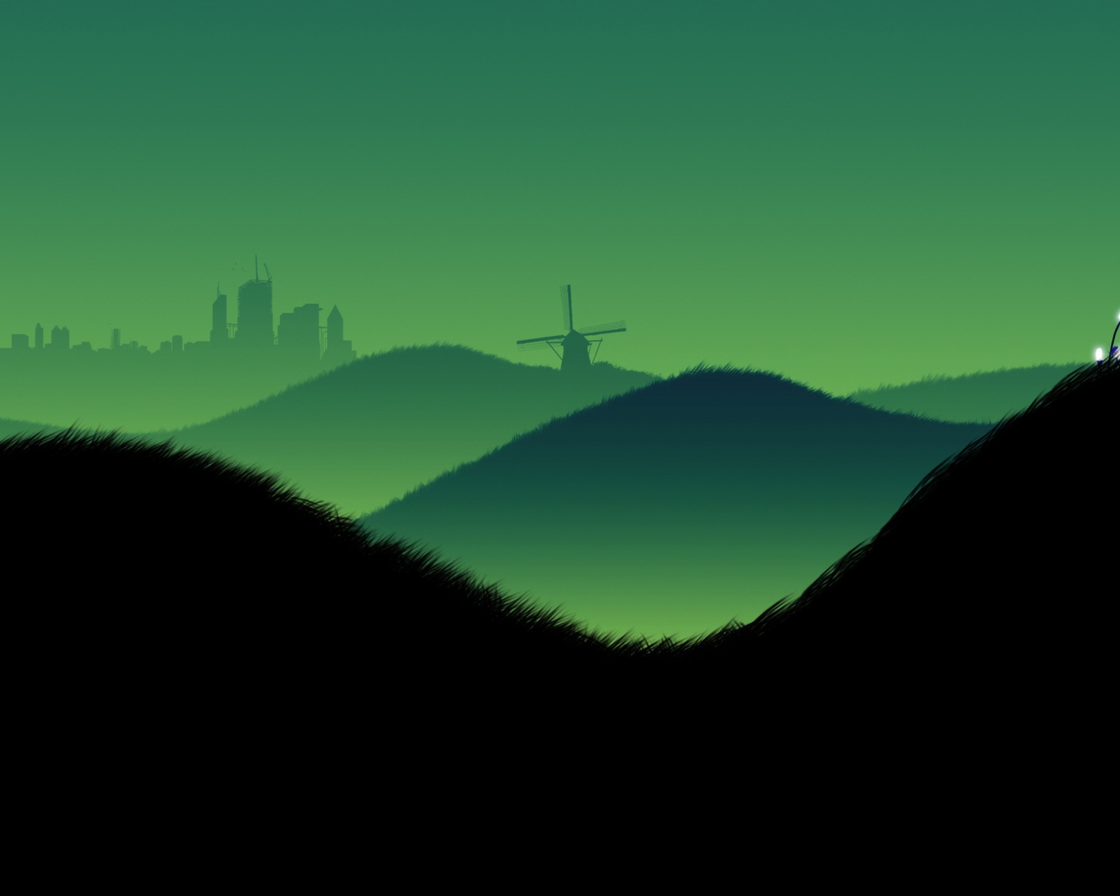 Das Green Hills Illustration Wallpaper 1600x1280