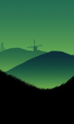 Das Green Hills Illustration Wallpaper 240x400