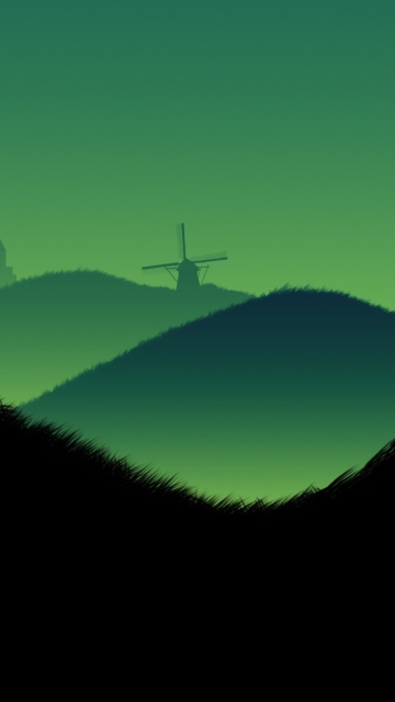 Das Green Hills Illustration Wallpaper 360x640