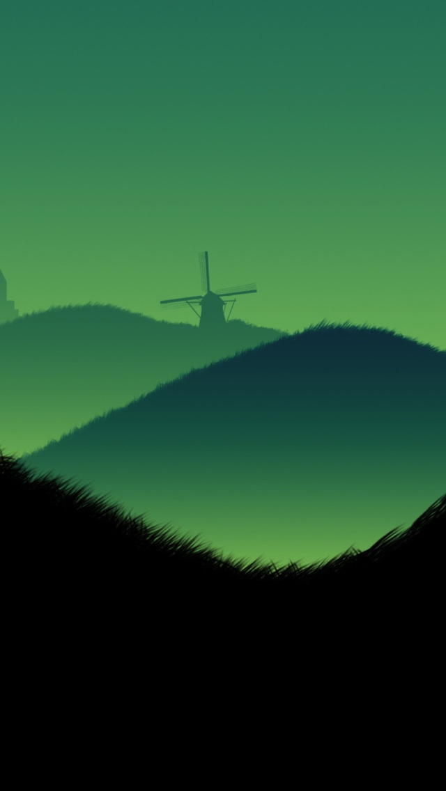 Fondo de pantalla Green Hills Illustration 640x1136