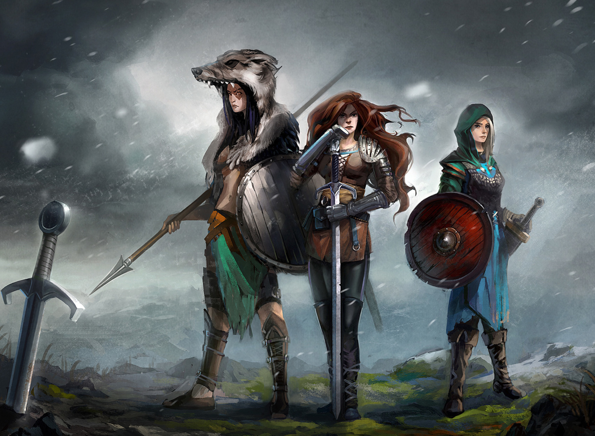 Das Warriors Valkyries, Norse Mythology Wallpaper 1920x1408