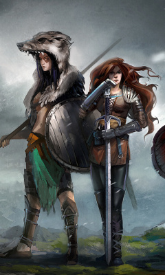 Обои Warriors Valkyries, Norse Mythology 240x400