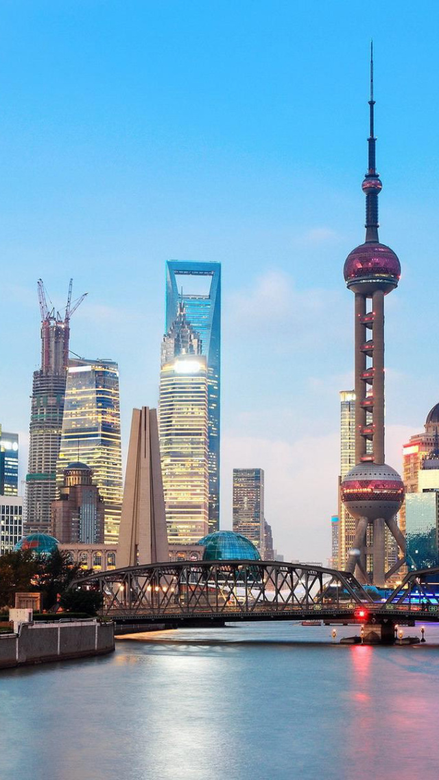 Das Shanghai Bund Waterfront Area Wallpaper 640x1136