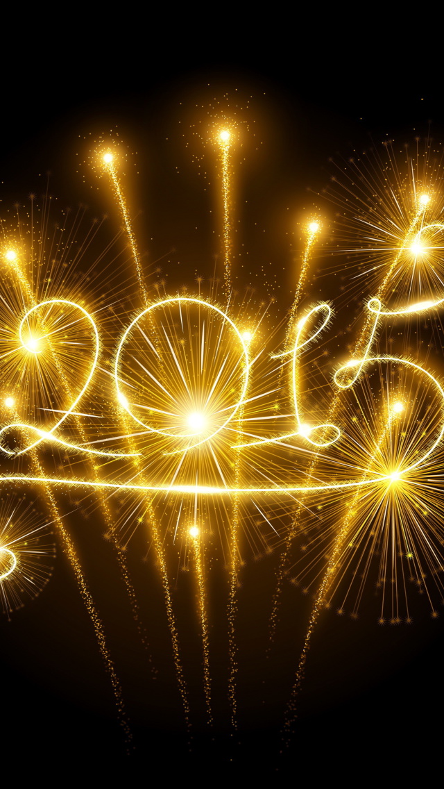 2015 Happy New Year Fireworks wallpaper 640x1136