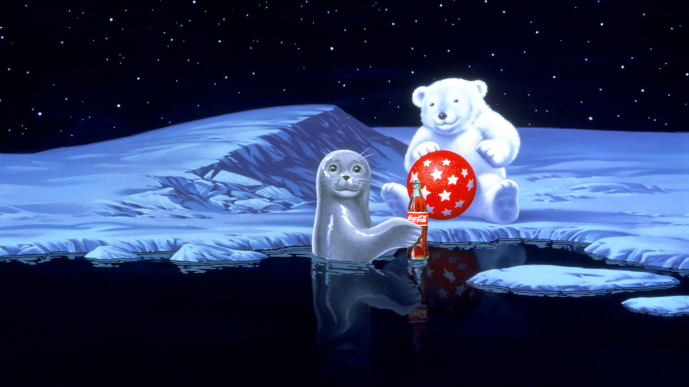 Fondo de pantalla Coca-Cola Christmas Party On North Pole 1366x768