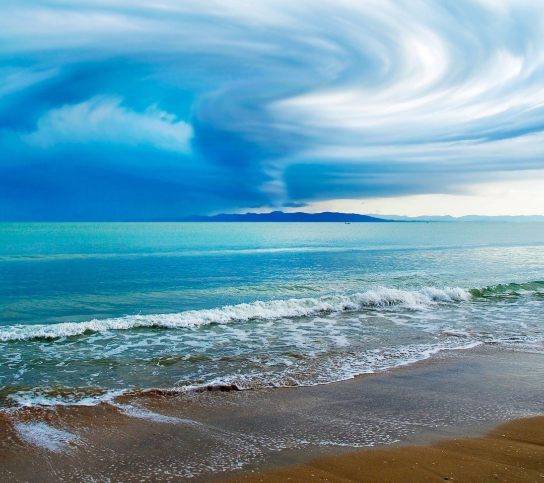 Das Blue Storm And Sea Wallpaper 1080x960