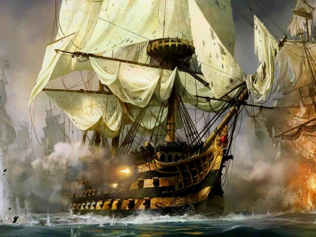 Das Ship Battle Wallpaper 640x480