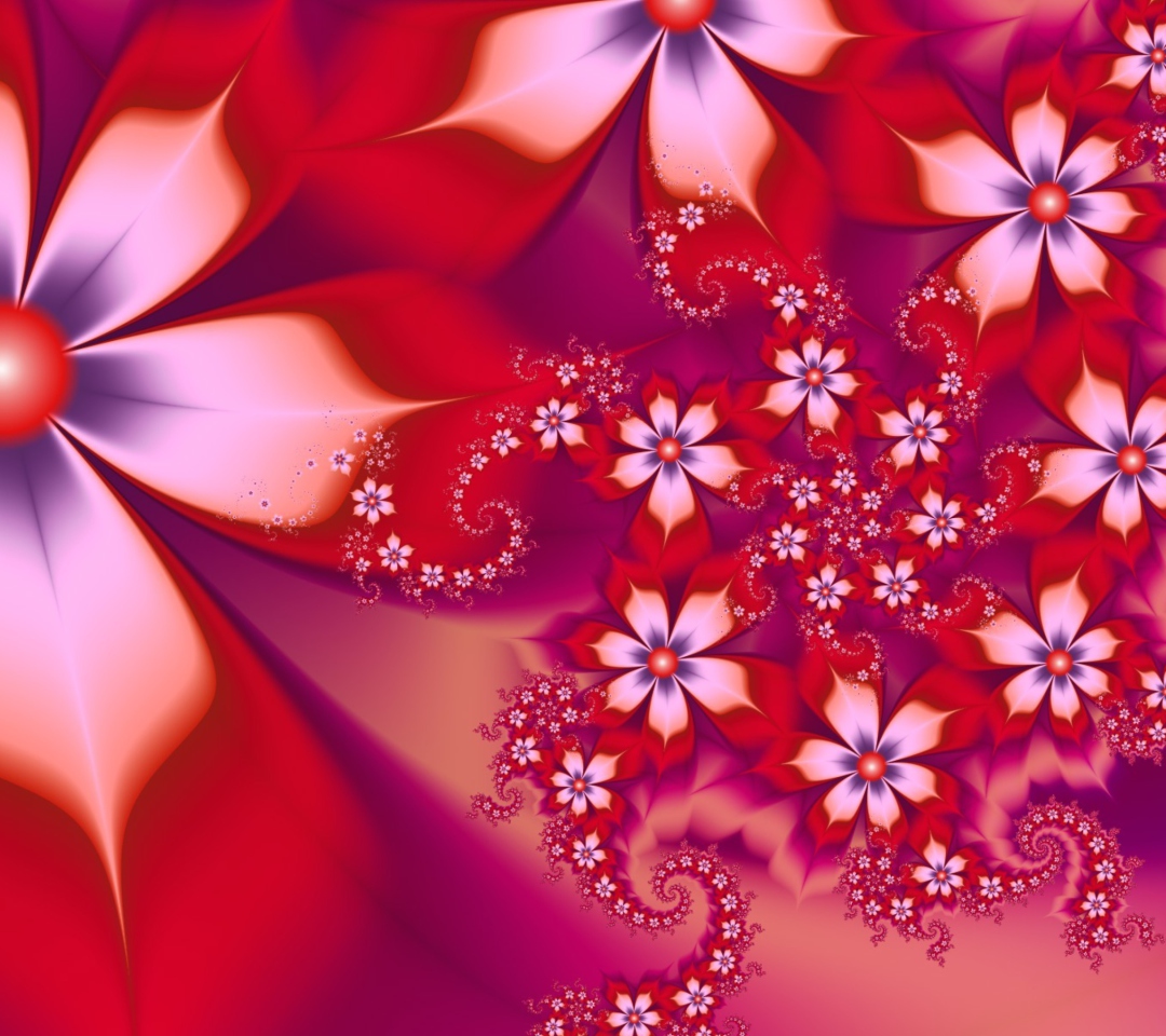 Das Red Flower Pattern Wallpaper 1080x960