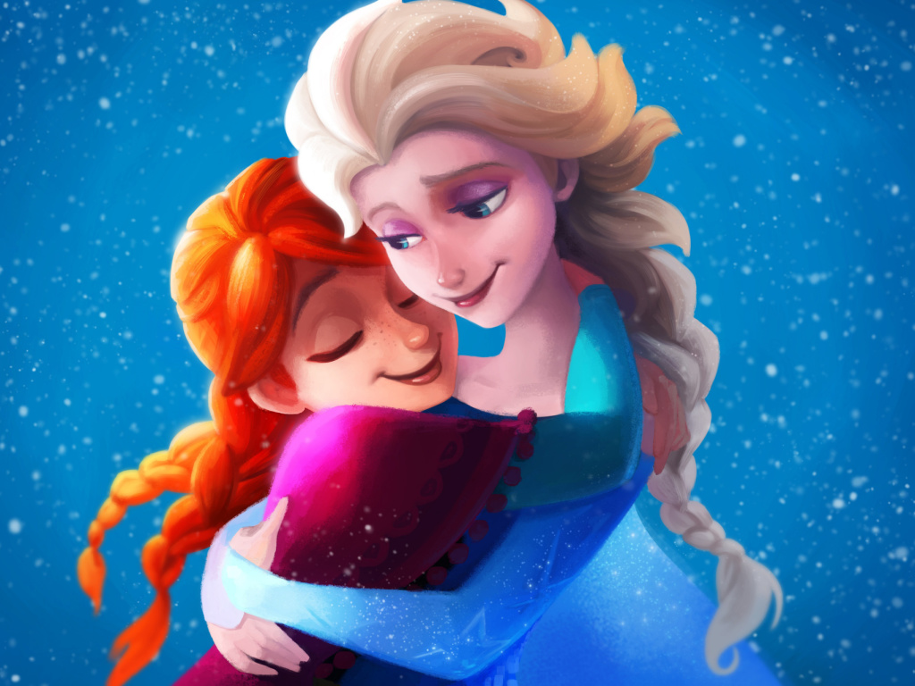 Обои Frozen Sisters Elsa and Anna 1024x768