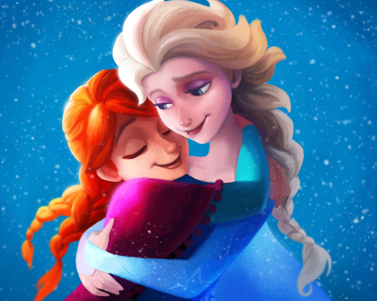 Sfondi Frozen Sisters Elsa and Anna 1280x1024