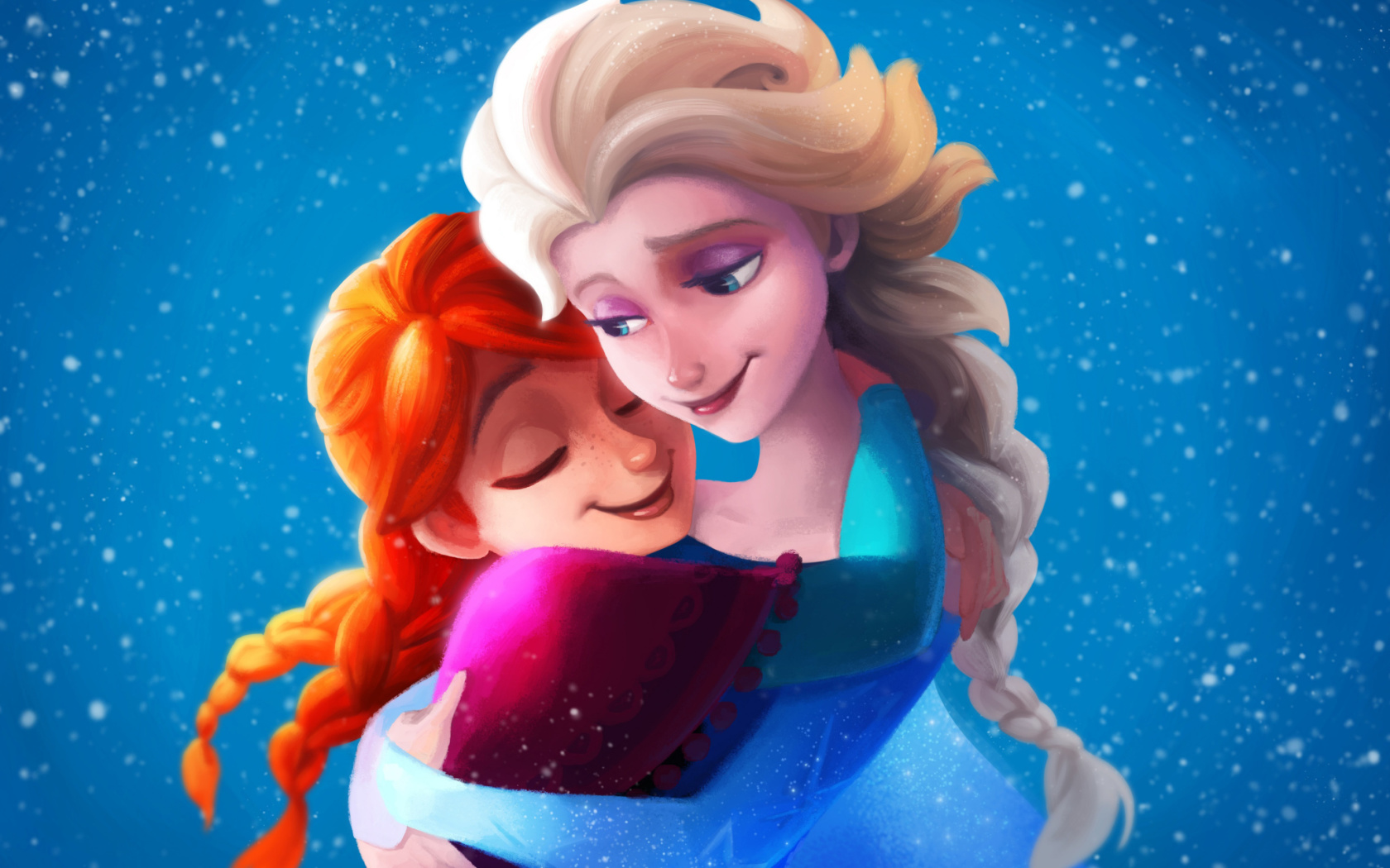 Screenshot №1 pro téma Frozen Sisters Elsa and Anna 1680x1050