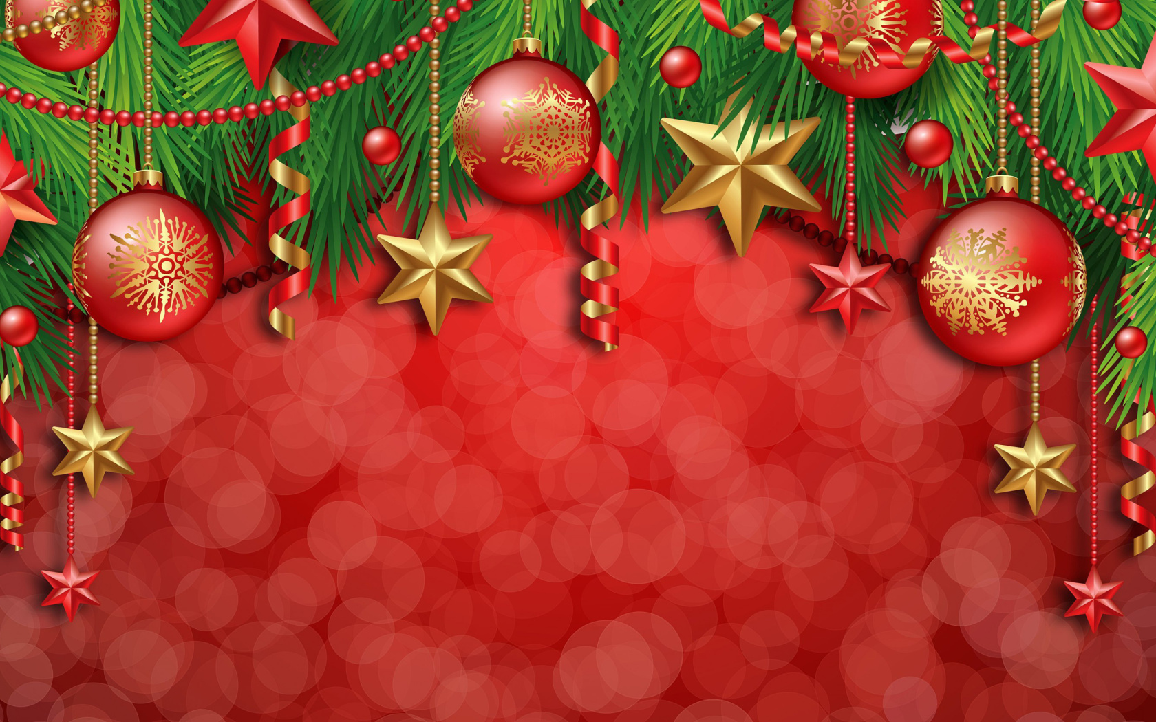 Обои Red Christmas Decorations 1680x1050