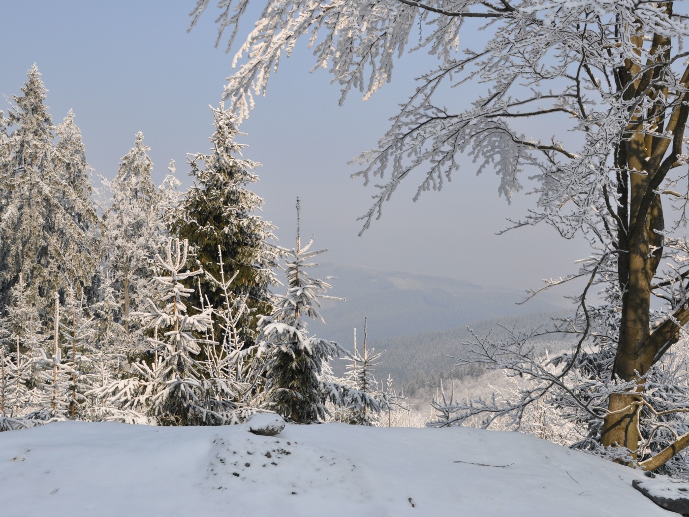 Das Snow landscape Wallpaper 1400x1050