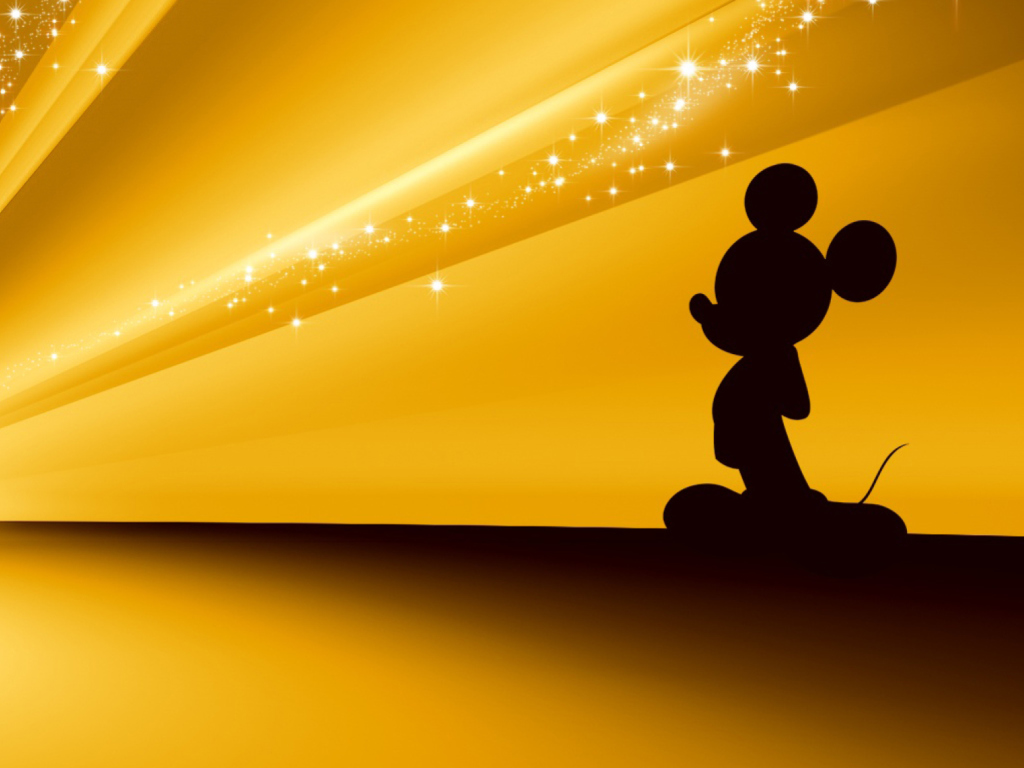 Обои Mickey Mouse Disney Gold Wallpaper 1024x768