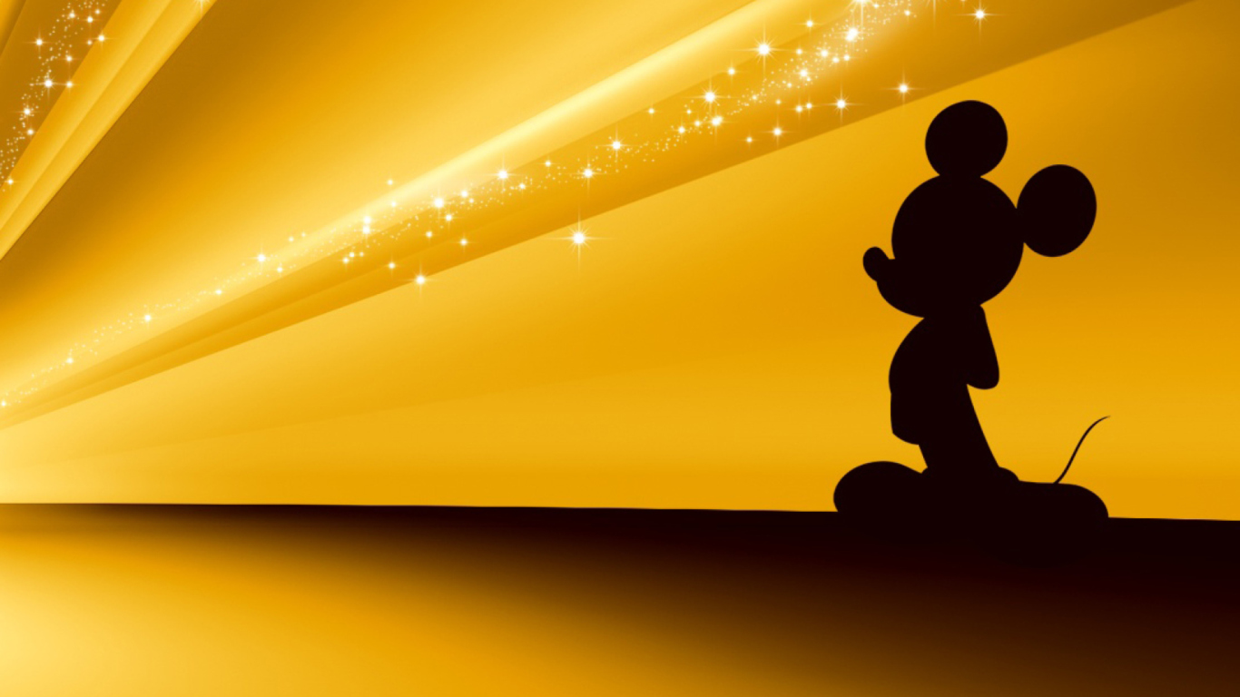 Fondo de pantalla Mickey Mouse Disney Gold Wallpaper 1366x768