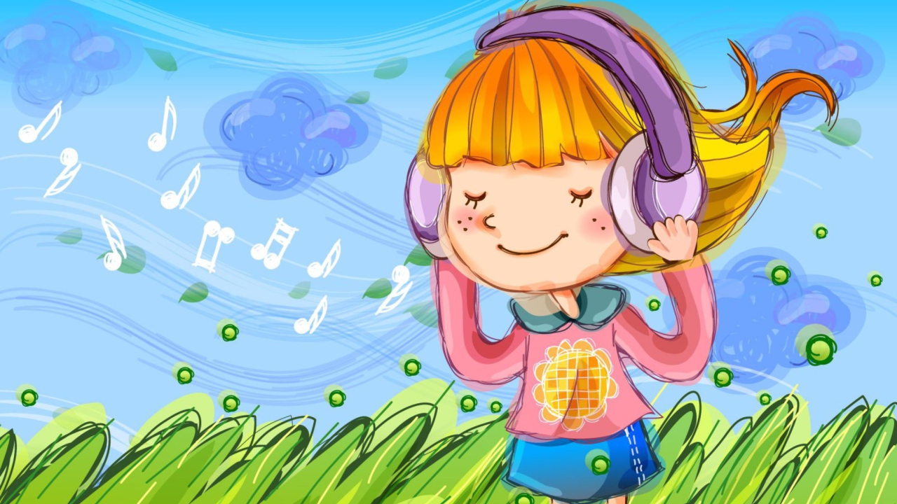 Screenshot №1 pro téma Cute Girl In Headphones 1280x720