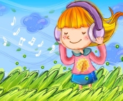 Screenshot №1 pro téma Cute Girl In Headphones 176x144