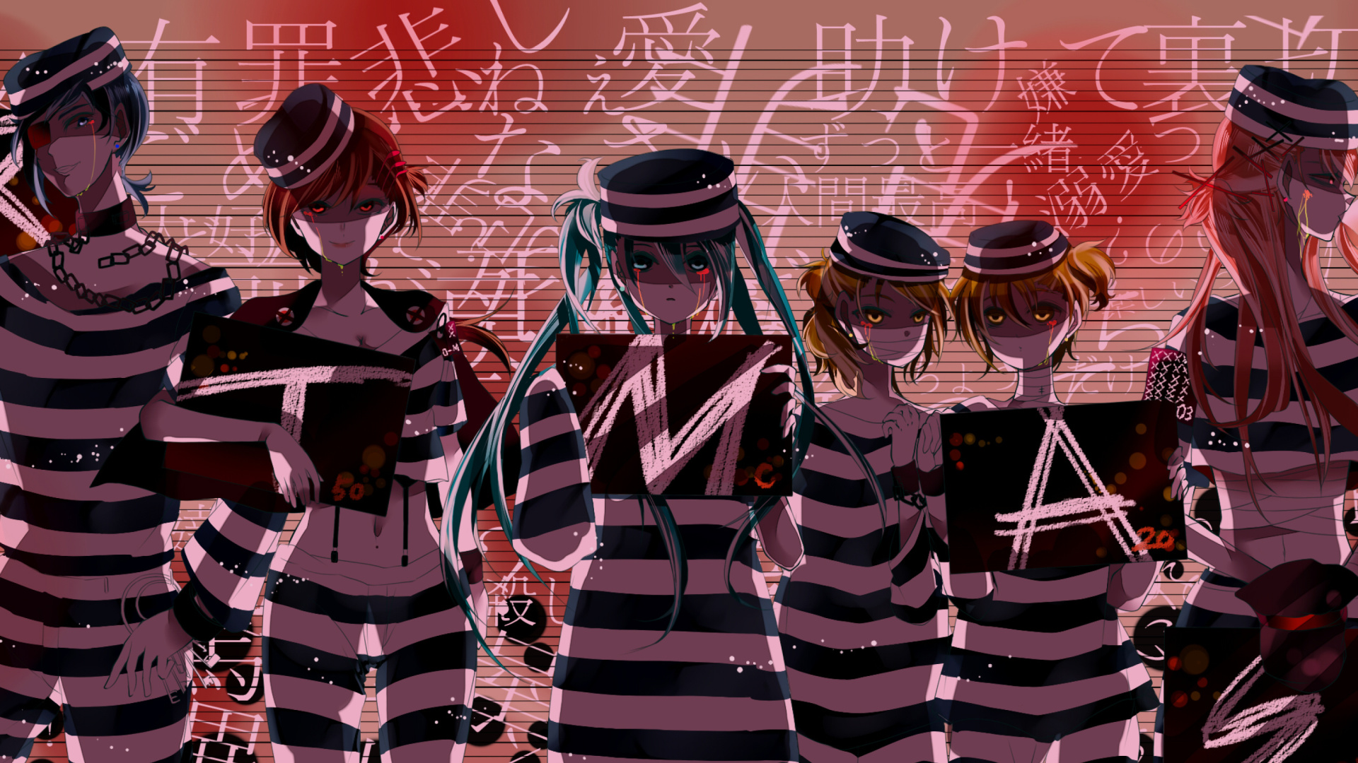 Hatsune Miku, Kagamine Len, Kagamine Rin, Kaito, Megurine Luka, Meiko screenshot #1 1920x1080