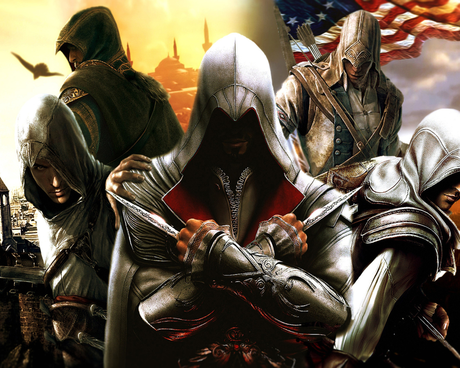 Sfondi Assassins Creed Altair Ezio Connor 1600x1280