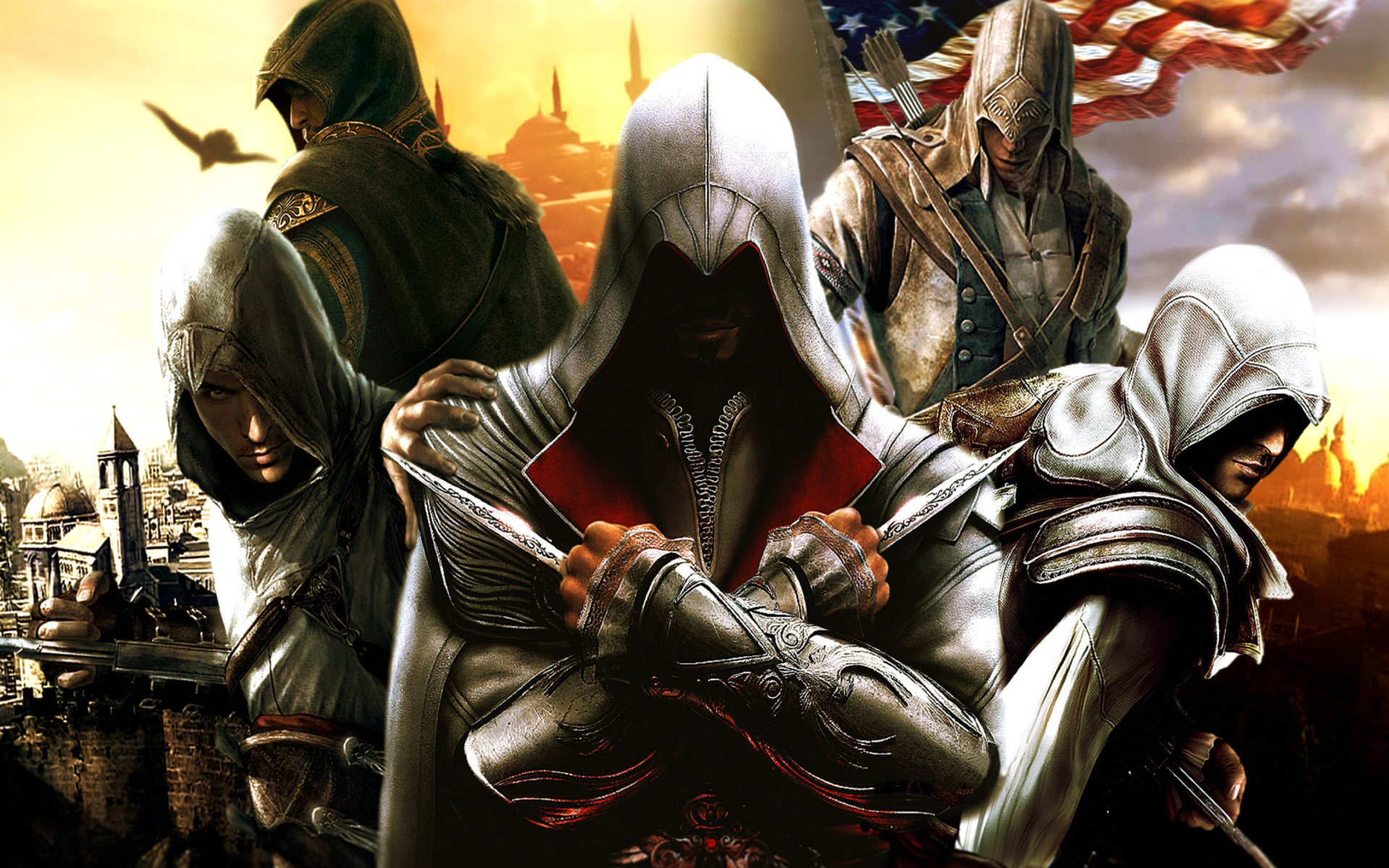 Обои Assassins Creed Altair Ezio Connor 1920x1200