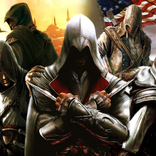 Kostenloses Assassins Creed Altair Ezio Connor Wallpaper für iPad 2