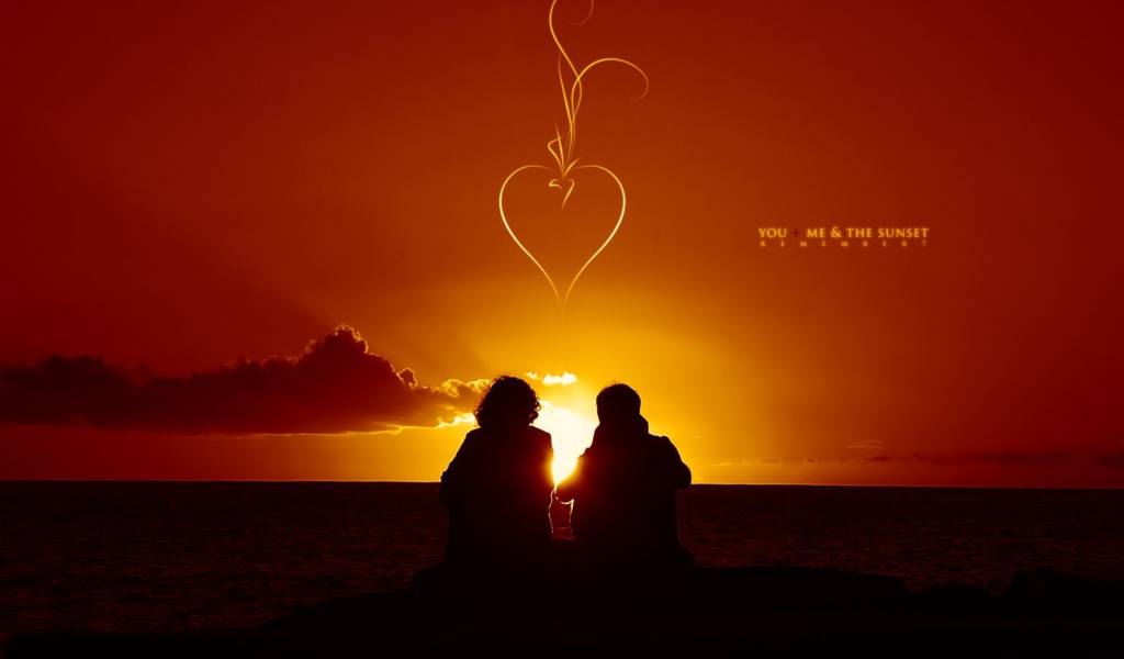 Das Sunset And Couples Wallpaper 1024x600