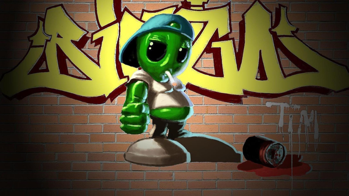 Screenshot №1 pro téma Alien Graffiti 1366x768