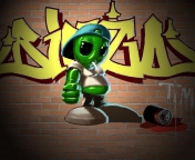 Fondo de pantalla Alien Graffiti 176x144