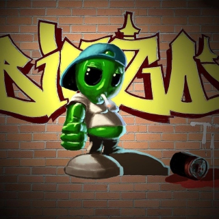 Alien Graffiti - Obrázkek zdarma pro 208x208