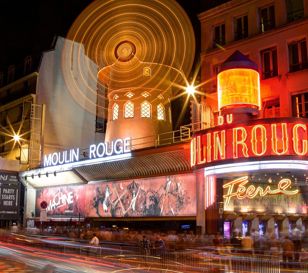 Fondo de pantalla Moulin Rouge cabaret in Paris 1080x960