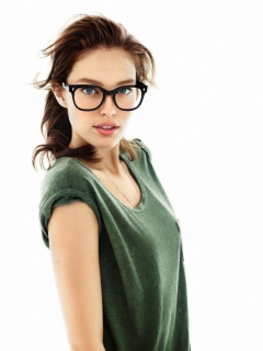 Very Cute Girl In Big Glasses wallpaper 240x320