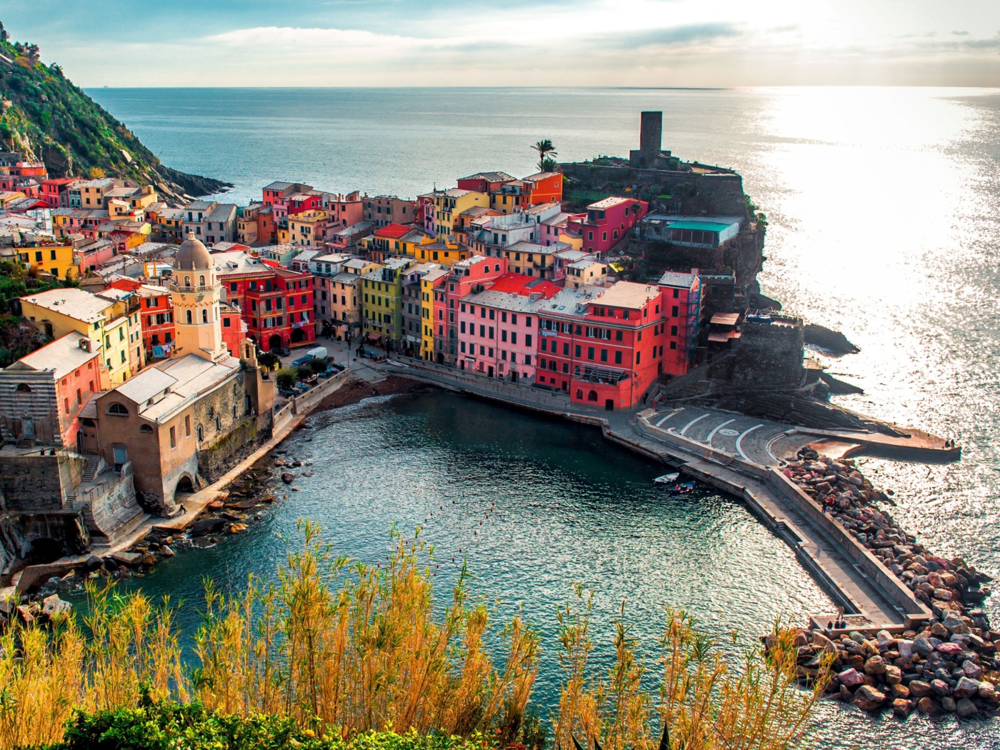Das Italy Vernazza Colorful Houses Wallpaper 1400x1050
